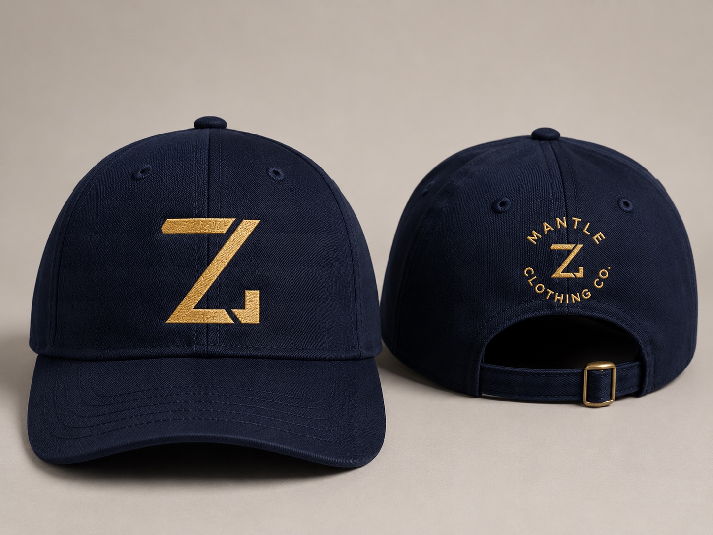 Swooze Cap · Navy · Gold — Front
