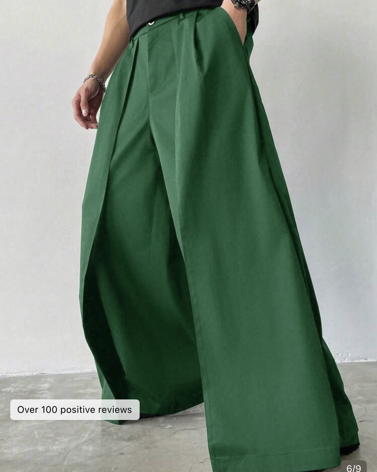 Oversized Baggy Pants · Green — Front